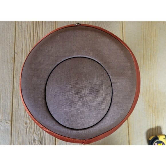 Vtg Antique 40\'s 50\'s Ladies Wide Brim Brown Hat with Orange missing 1Rhinestone main image 4